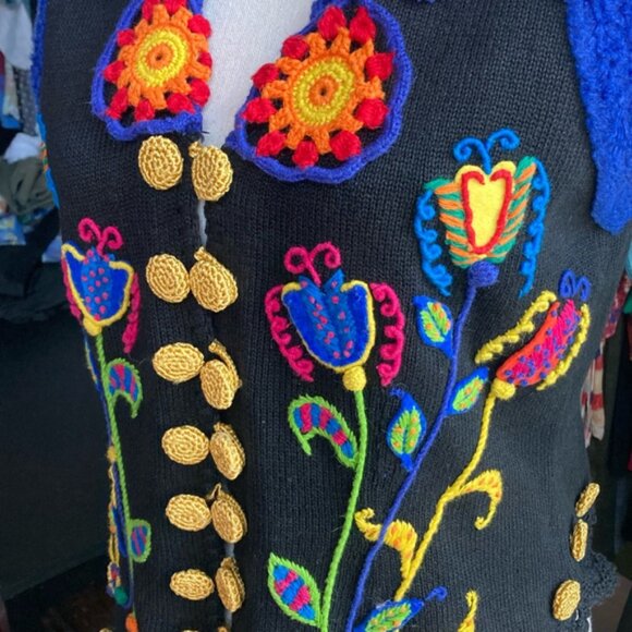 Women's Vintage Vest Size S Black Multi-color - Picture 4 of 4